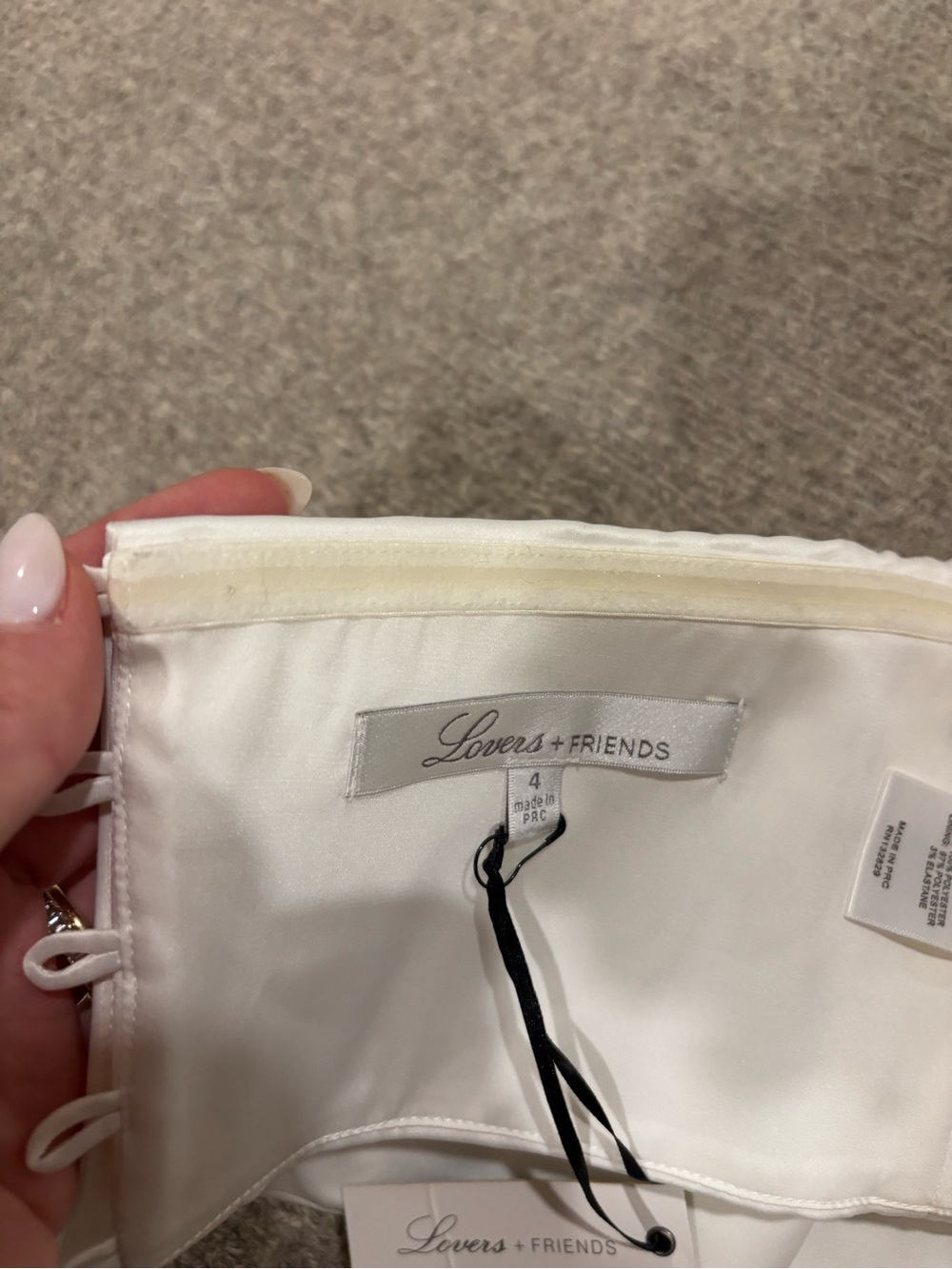 Lovers + Friends Ivory Satin Strapless Corset Bandeau top with built in bra - Picture 9 of 9